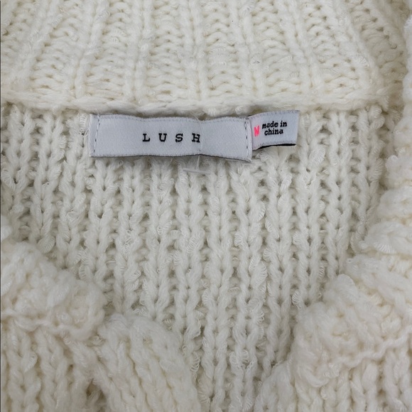 Lush Ivory & Pink Cropped Long Sleeve Button Down Crewneck Knit Cardigan NWT - Picture 5 of 8